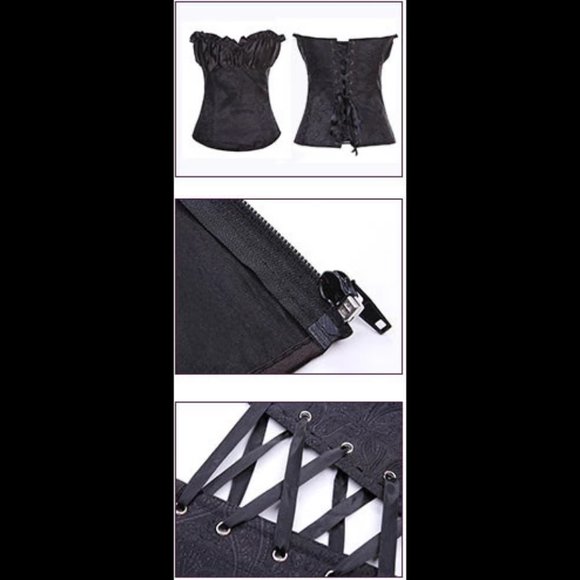 Gothic Ruffled Top Jacquard Corset - Picture 3 of 4